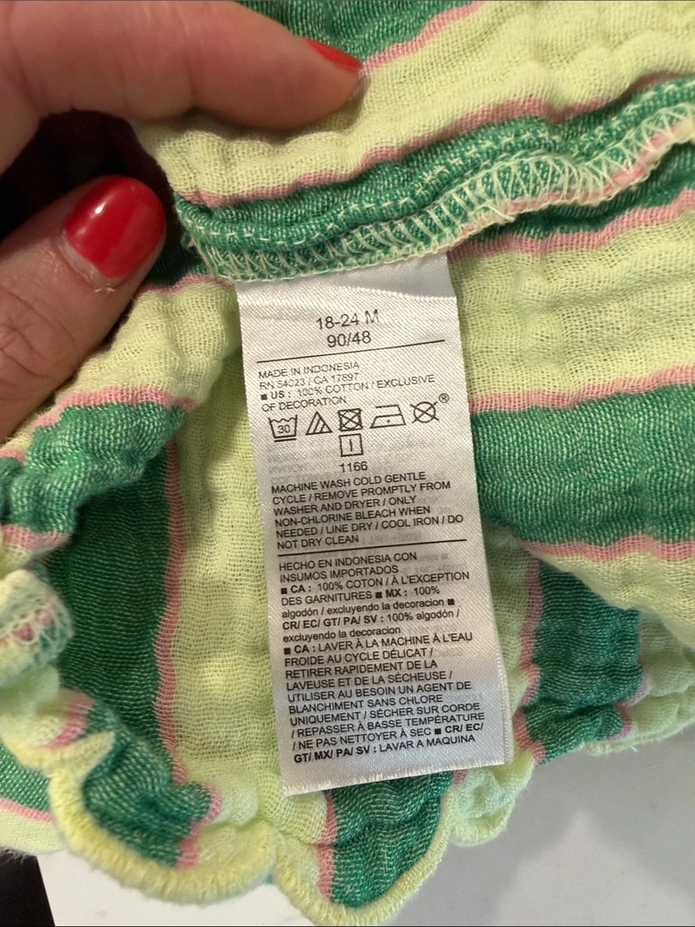 Old Navy Green and Cream Striped Cotton Toddler Girls Matching Set 18-24M